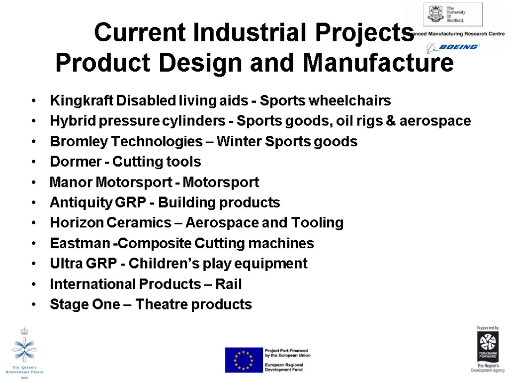 Current Industrial Projects Product Design and Manufacture Kingkraft Disabled living aids - Sports wheelchairs